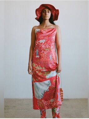 Dauphinette Floatkerchief Long Slip Dress in Fever Dream